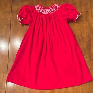 NWOT Stellybelly Smocked Geo Bishop - Red Corduroy - 8
